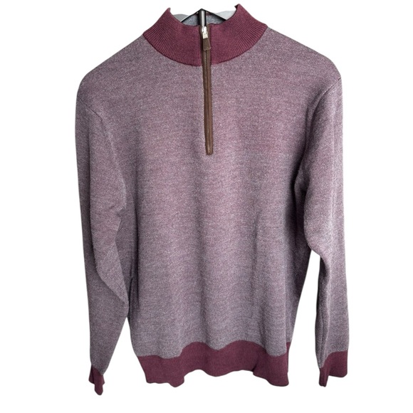 Peter Millar Extra Fine Merino Wool Quarter Zip Sweater M Burgundy Quiet Luxury